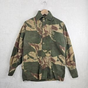 Vintage Pakistani Brushstroke‎ Army Camo Shirt Medium Pleated 1/2 Button Up RARE